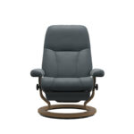 Stressless Sessel Consul mit elektrischer Verstellung, Power Ausführung mit Holzgestell Eichefarben gebeizt und Lederbezug Batick Atlantic Blue