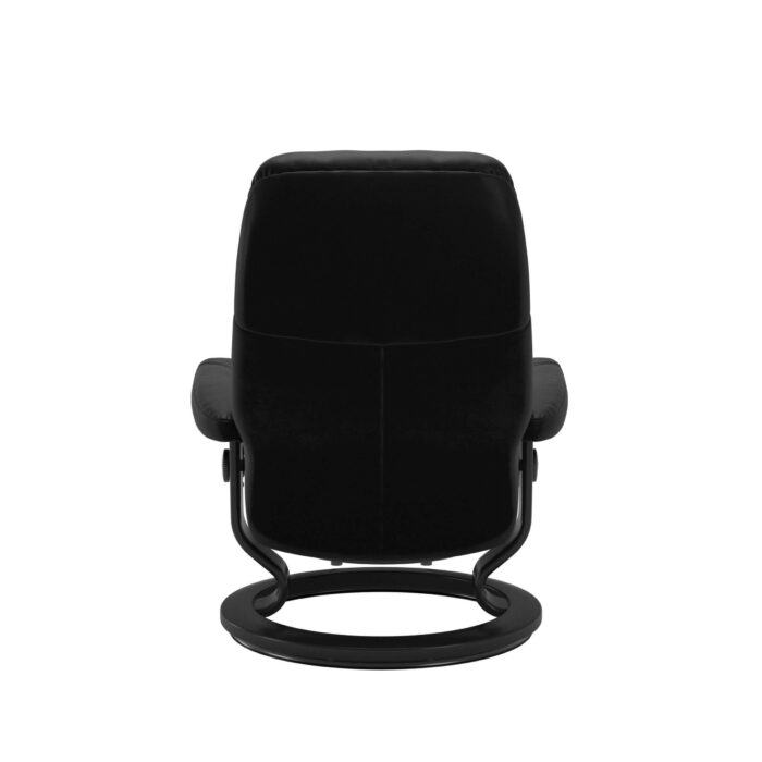02-consul-schwarz.jpg Ansicht von hinten von Stressless Modell Consul in Leder Batick schwarz mit Classic Gestell in Holz schwarz gebeizt