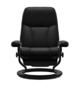 Stressless Sessel Consul Power in Leder schwarz mit Holzgestell in schwarz