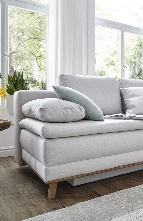 Schlafsofas Natura Lakeville in natur mit Querschläfer und Bettkasten